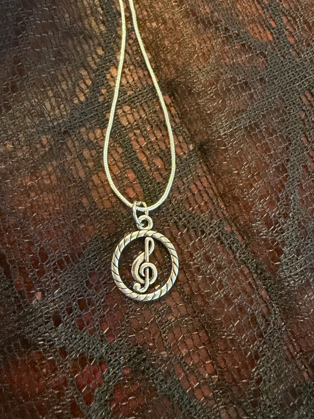 Silver Treble Clef Pendant Necklace - Women's Music Note Jewelry
